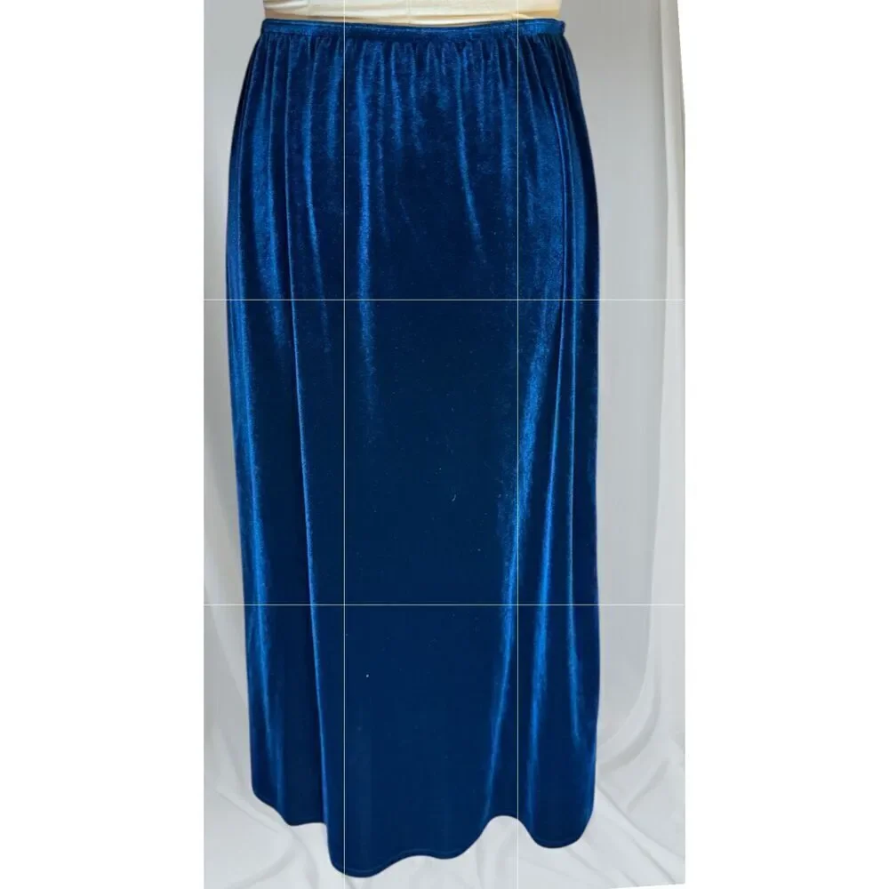 K Studio Velvet Tunic & Skirt Set Sz. 14 Teal Flattering Confortable